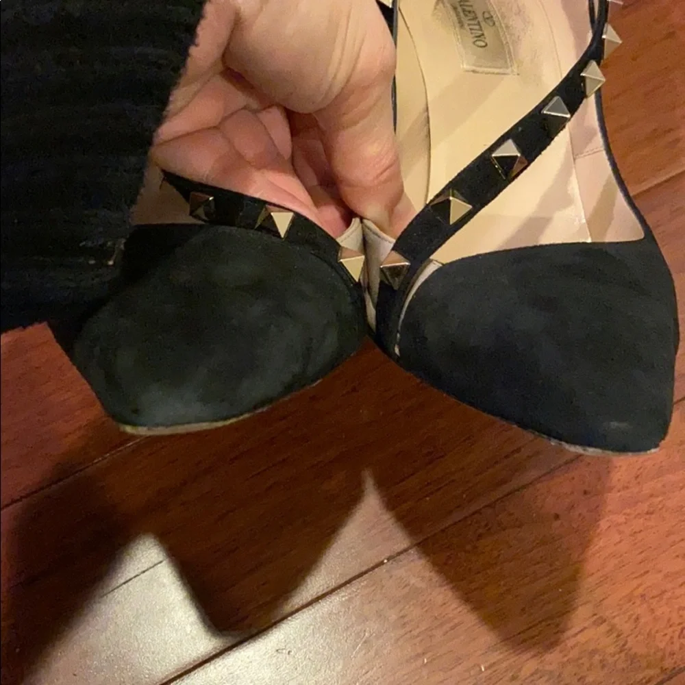 Valentino Black Suede Rockstud Pointed-Toe Heel - Picture 6 of 8